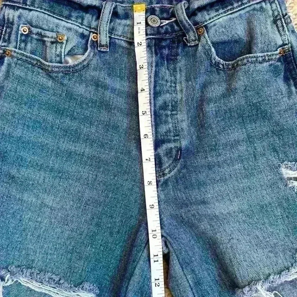 PacSun Women's Baggy Denim Jeans Distressed Wide Leg Button Fly Wide Leg Size 24 - Picture 9 of 11